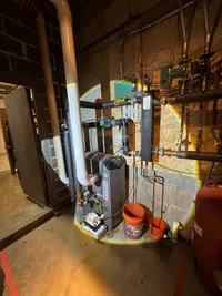 Mechanical room hydronic heating equipment and piping
