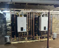 Dual Navien boiler installation with zoned hydronic piping