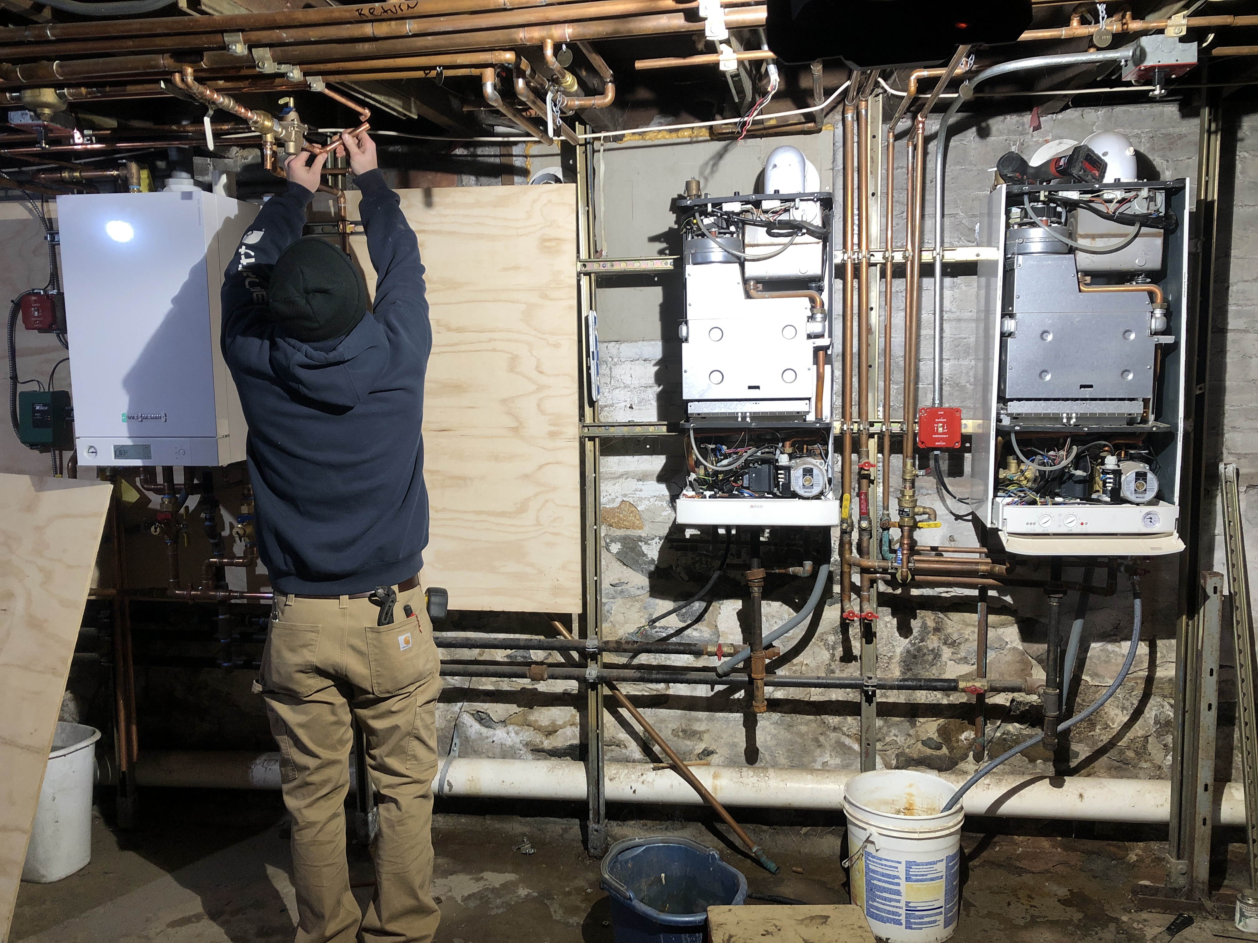 Viessmann tankless water heater installation by Pinette Plumbing