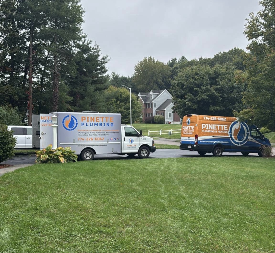 Pinette Plumbing work vans ready for service in Foxboro MA